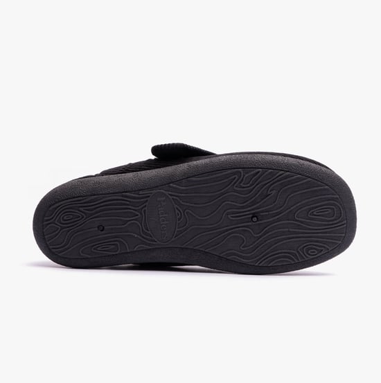 Padders OLIVER Mens Touch Fasten Full Slippers Black - Image 5