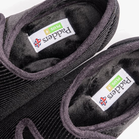 Padders LYDIA X Womens Open Toe Touch Fasten Slippers Black - Image 5