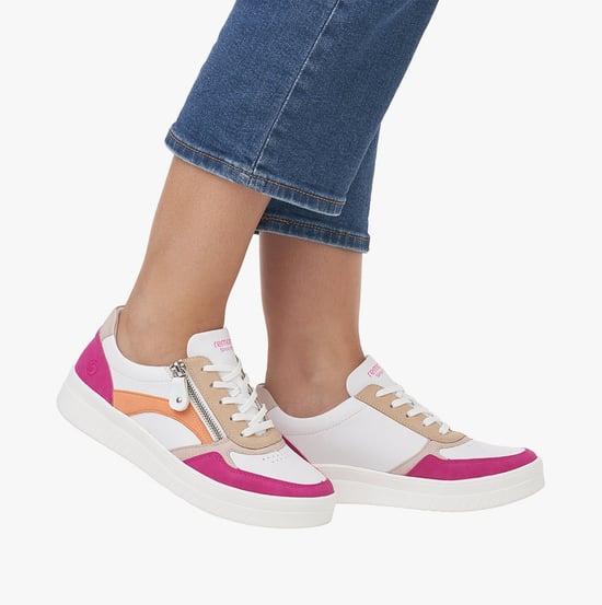 KENDRA Womens Trainers White/Fuschia - Image 3