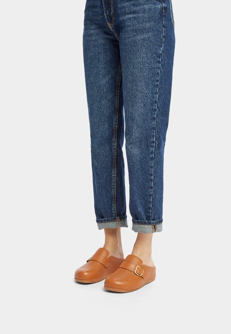 SHUV BUCKLE-STRAP Ladies Leather Clogs Light Tan - Image 2