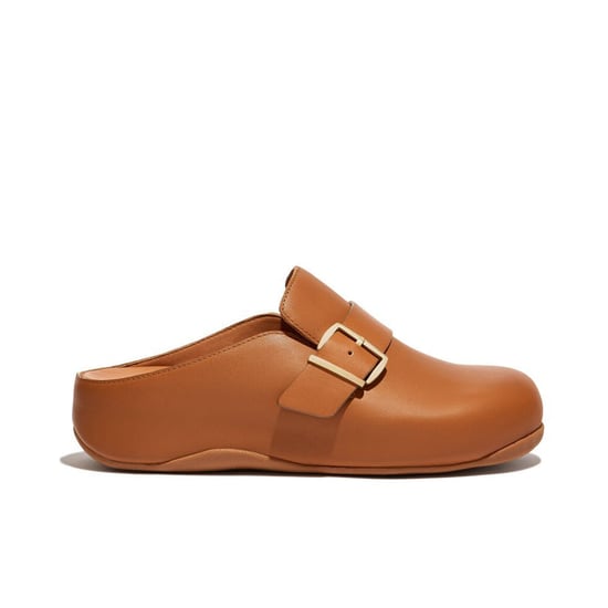 SHUV BUCKLE-STRAP Ladies Leather Clogs Light Tan - Image 1