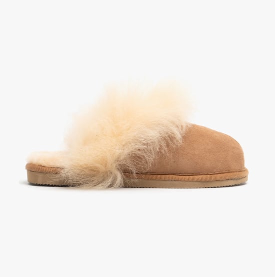 Shepherd EVELINA Womens Sheepskin Mules Chestnut - Image 1
