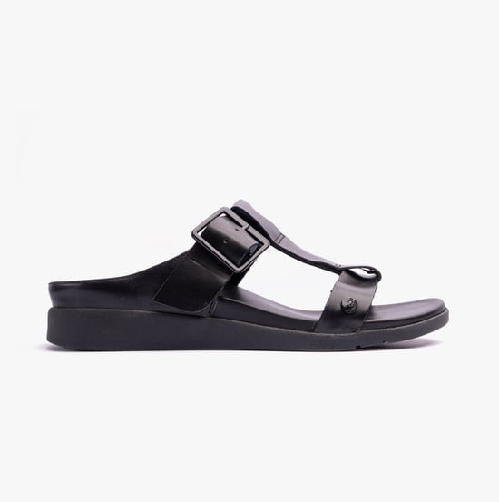 SANTORINI Ladies Sandals All Black - Image 1