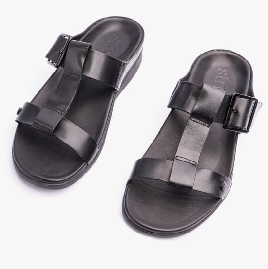 SANTORINI Ladies Sandals All Black - Image 5