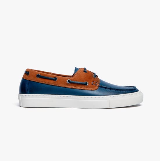 EUENB Mens Boat Shoes Navy - Image 4