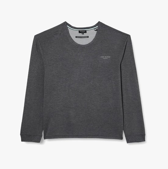 Ted Baker Long Sleeve Pyjama Top | Breathable Casual Mens Long Sleeve T Shirt - Charcoal - Image 3