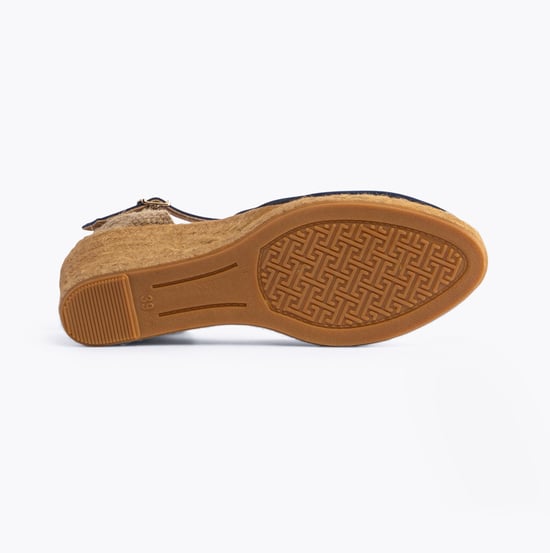 LLORET Ladies Suede Wedge Espadrilles Navy - Image 3