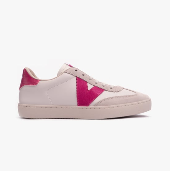 BERLIN FAUX LEATHER & SPLIT Womens Trainers Fucsia - Image 1