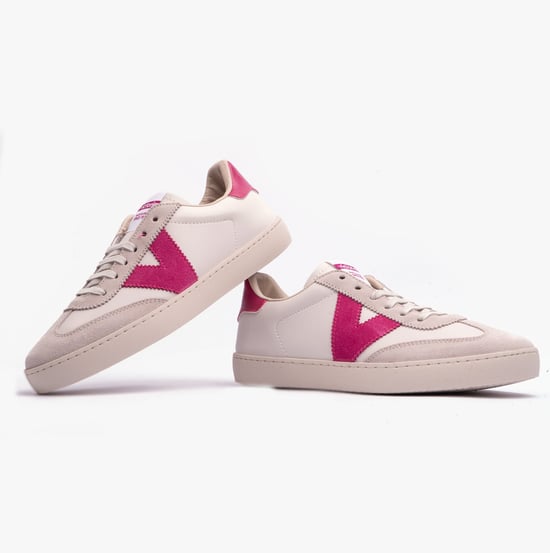 BERLIN FAUX LEATHER & SPLIT Womens Trainers Fucsia - Image 2