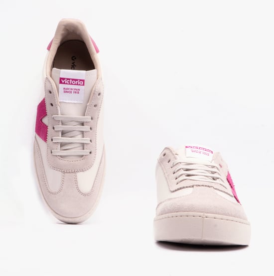 BERLIN FAUX LEATHER & SPLIT Womens Trainers Fucsia - Image 5