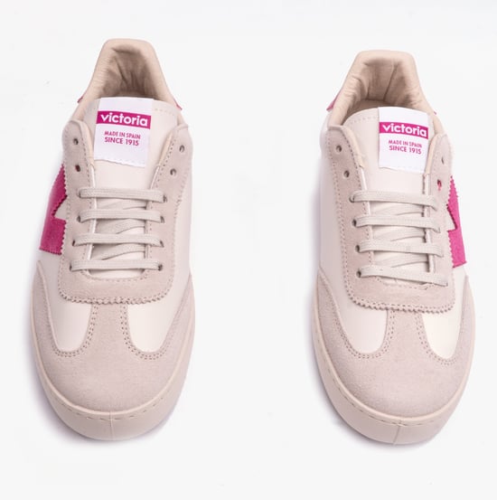 BERLIN FAUX LEATHER & SPLIT Womens Trainers Fucsia - Image 3