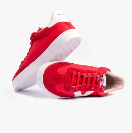 BERLIN SPLIT LEATHER & NYLON Womens Trainers Rojo - Image 3