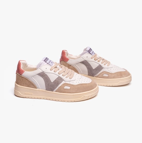 SEUL FAUX LEATHER & SPLIT Womens Trainers Rosa - Image 2