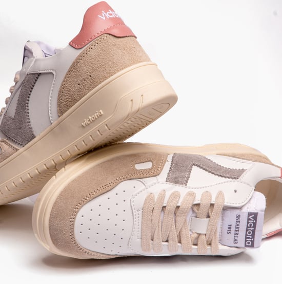 SEUL FAUX LEATHER & SPLIT Womens Trainers Rosa - Image 3