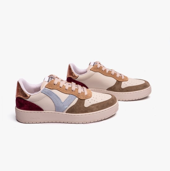MADRID MULTICOLOURED SPLIT LEATHER Womens Trainers Khaki - Image 3