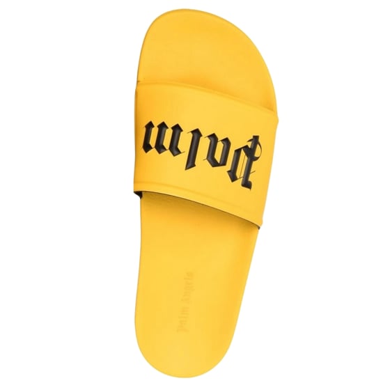 Palm Angels Gothic Print Yellow Pool Slides - Image 3