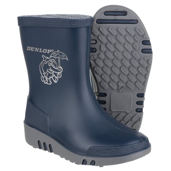 Dunlop MINI ELEPHANT Kids Wellington Boots Blue - Image 3