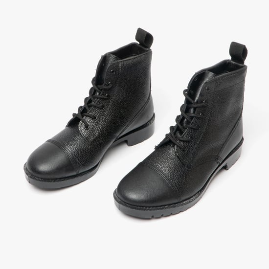 Grafters M391A Unisex Grain Leather Work Boots Black - Image 2