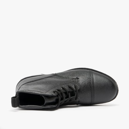 Grafters M391A Unisex Grain Leather Work Boots Black - Image 4