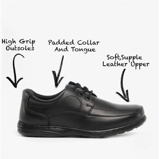 ADAM Boys Leather School Shoes Black - Image 1