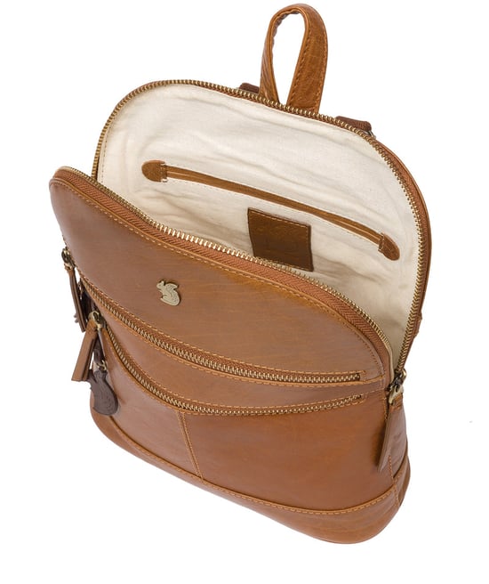 'Francisca' Dark Tan Leather Backpack - Image 4
