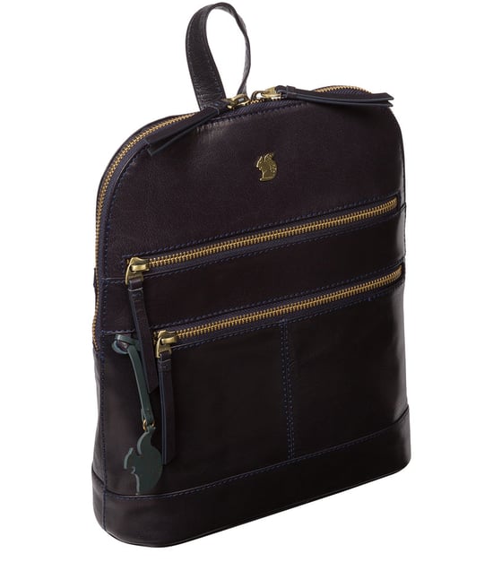 'Francisca' Navy Leather Backpack - Image 5