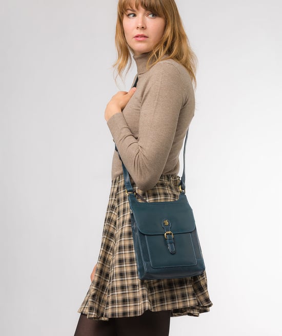 'Sasha' Snorkel Blue Leather Cross Body Bag - Image 1