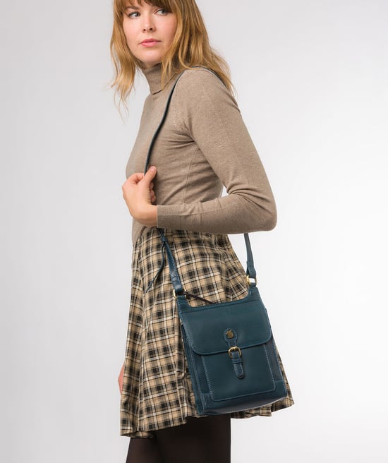 'Sasha' Snorkel Blue Leather Cross Body Bag - Image 6