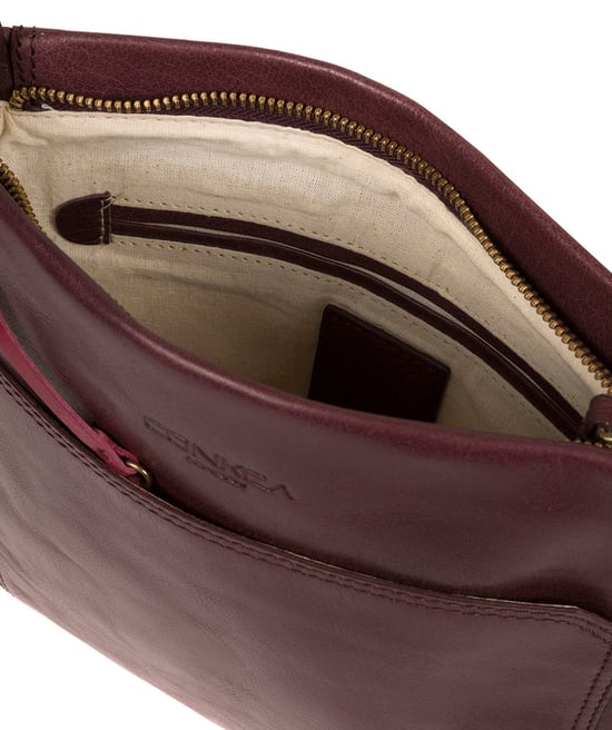 'Dink' Plum Leather Cross Body Bag - Image 4