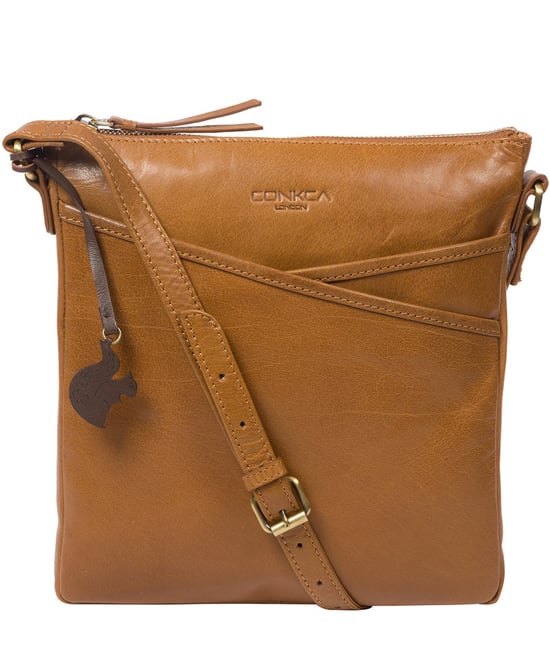 'Avril' Dark Tan Leather Cross Body Bag - Image 2