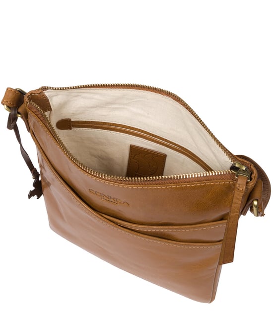 'Avril' Dark Tan Leather Cross Body Bag - Image 4