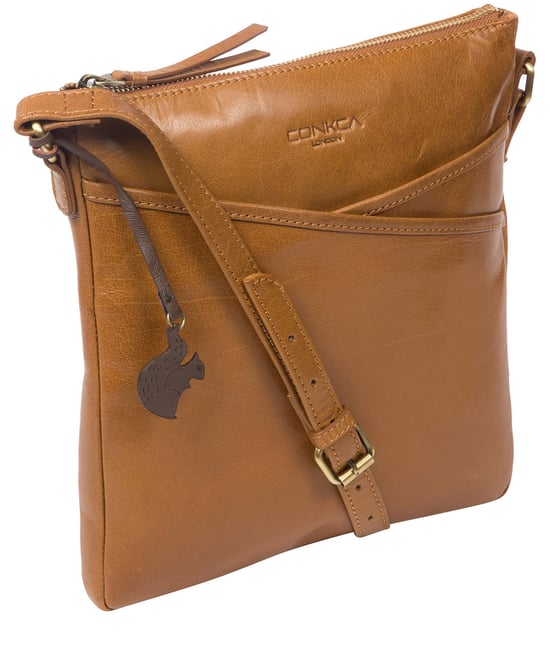 'Avril' Dark Tan Leather Cross Body Bag - Image 5