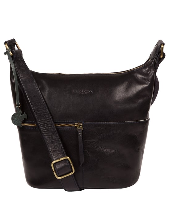 'Kristin' Navy Leather Shoulder Bag - Image 1