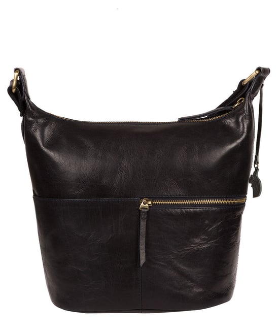 'Kristin' Navy Leather Shoulder Bag - Image 3