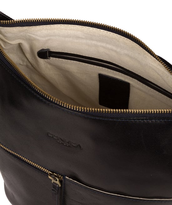 'Kristin' Navy Leather Shoulder Bag - Image 4