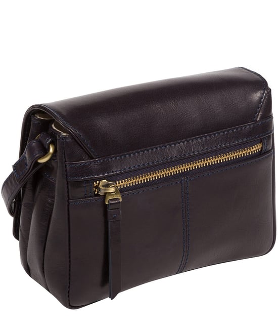 'Marta' Navy Leather Cross Body Bag - Image 3