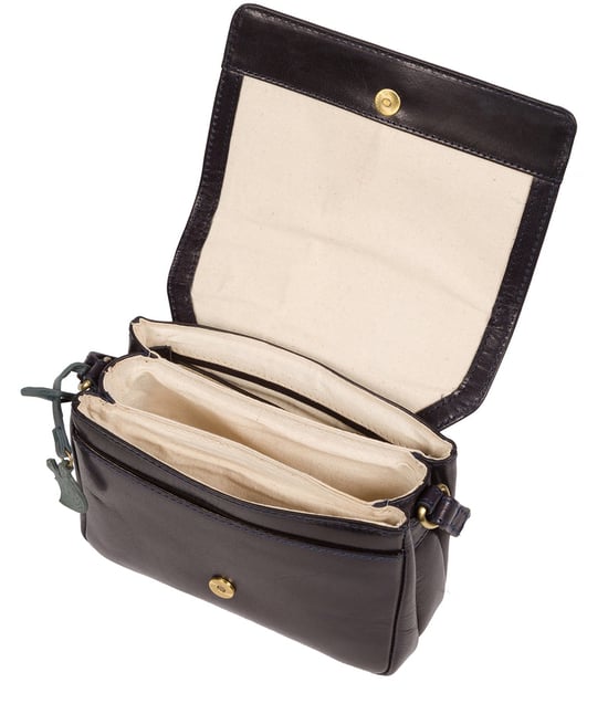 'Marta' Navy Leather Cross Body Bag - Image 4