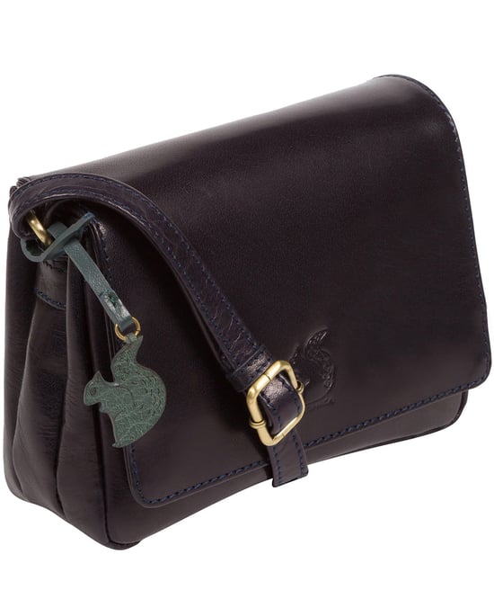 'Marta' Navy Leather Cross Body Bag - Image 5