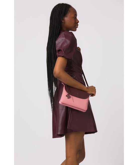 'Tillie' Blush and Plum Leather Cross Body Bag - Image 2
