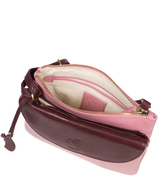 'Tillie' Blush and Plum Leather Cross Body Bag - Image 4