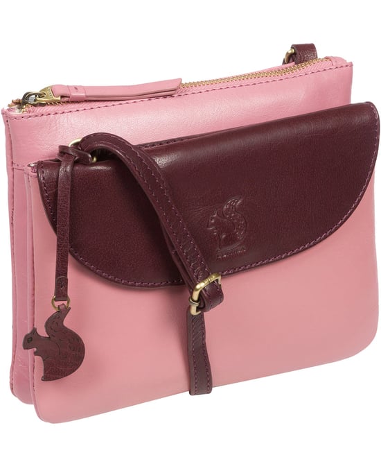 'Tillie' Blush and Plum Leather Cross Body Bag - Image 5