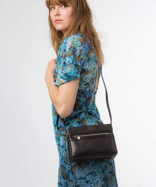 'Drew' Navy Leather Cross Body Bag - Image 1