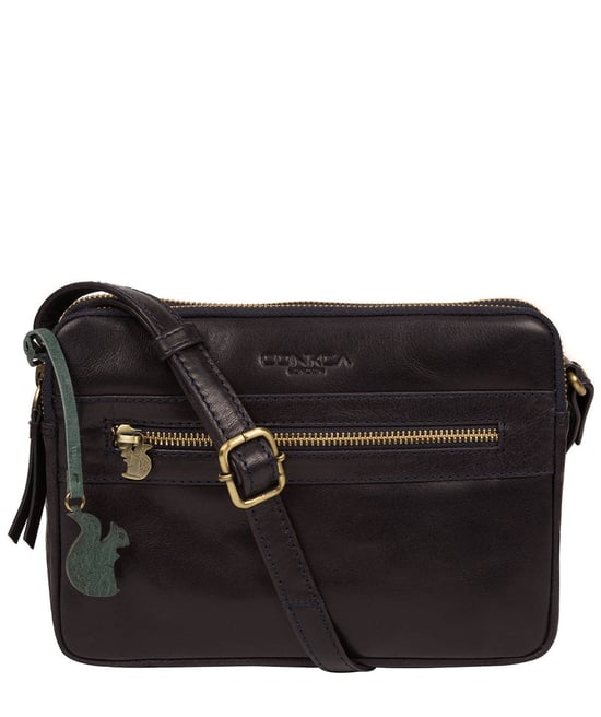 'Drew' Navy Leather Cross Body Bag - Image 2