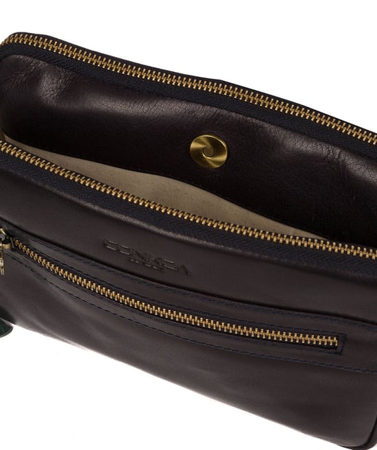 'Drew' Navy Leather Cross Body Bag - Image 6