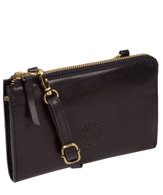 'Senga' Navy Leather Cross Body Clutch Bag - Image 5