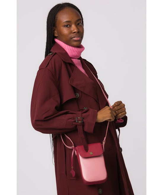 'Buzz' Blush and Orchid Leather Cross Body Phone Bag - Image 2