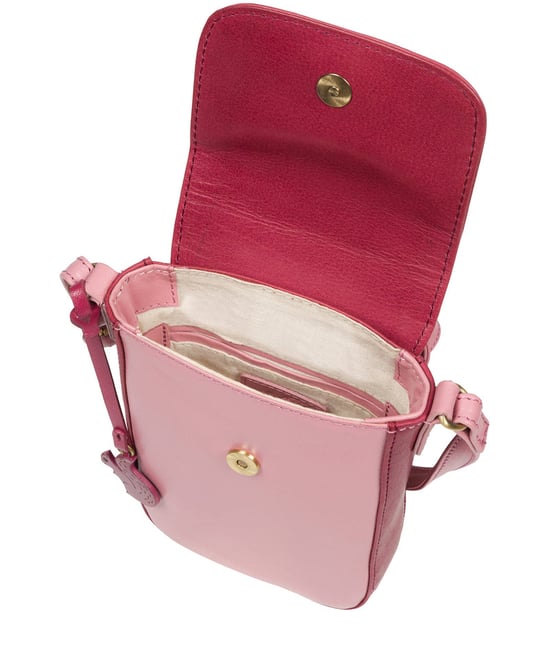 'Buzz' Blush and Orchid Leather Cross Body Phone Bag - Image 4