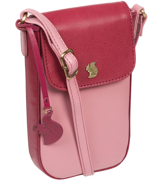 'Buzz' Blush and Orchid Leather Cross Body Phone Bag - Image 5