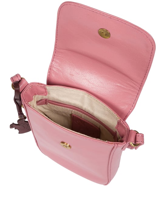 'Buzz' Blush Leather Cross Body Phone Bag - Image 4