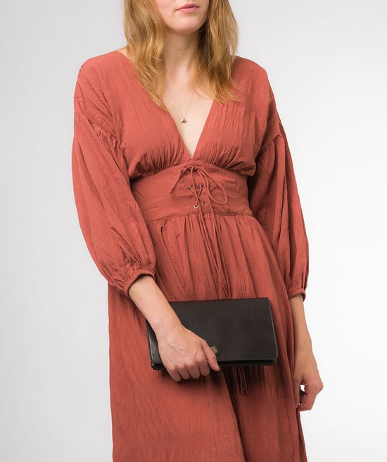 'Cherish' Black Leather Clutch Bag - Image 1